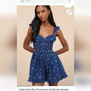 NWT Lulus Blue Floral Smocked Romper